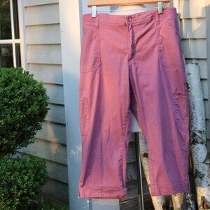 LEE Mauve Relaxed Fit Mid Rise Stretch Cotton Cropped Cargo Roll Tab Hem Pants